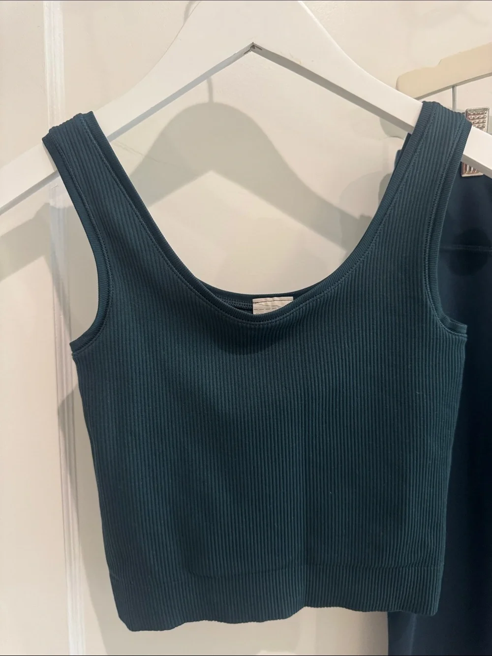 Athleta Girl Dark Green Rise Above Rib Tank ans matching leggings